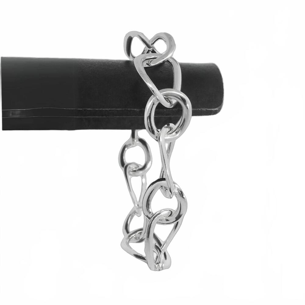 NEW SOMETHING SILVER women's puffy oval and round link bracelet in silver